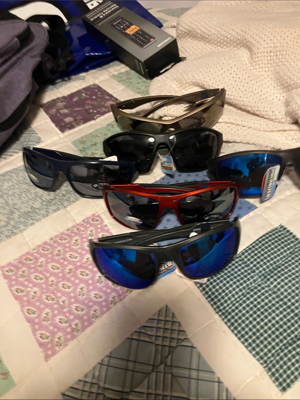 6 pair of 24/7 flex NWT sunglasses polarized, red black , gray
